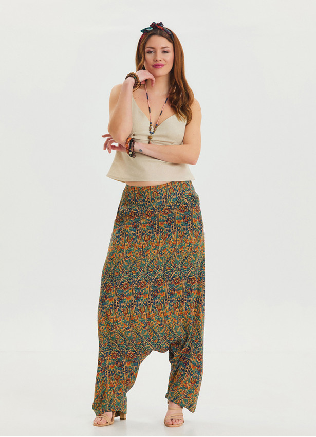 Petrol Ethnic Shalwar with Pocket Detail and Laced Legs 4476